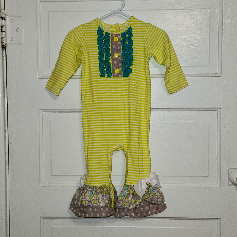 Lime, Teal & Grey Romper